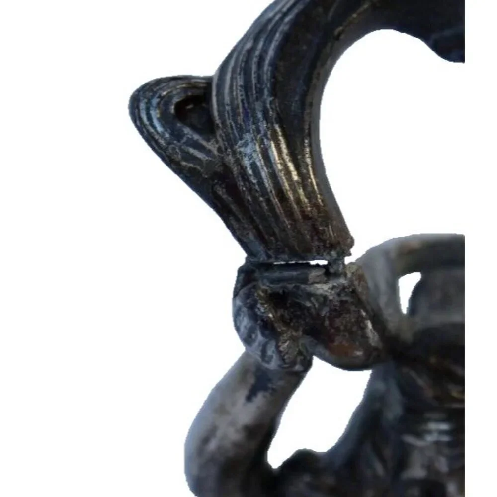 Antique Cast Metal / Spelter Art Nouveau Woman Candlestick Standing Candleholder